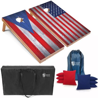 Tailgating Pros Regulation Cornhole Boards Flag Set - Includes 8 Bean Bags, Carrying Cases, and 4'x2' Corn Hole Toss Game