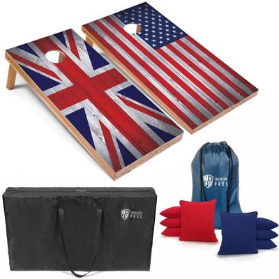 Tailgating Pros Regulation Cornhole Boards Flag Set - Includes 8 Bean Bags, Carrying Cases, and 4'x2' Corn Hole Toss Game