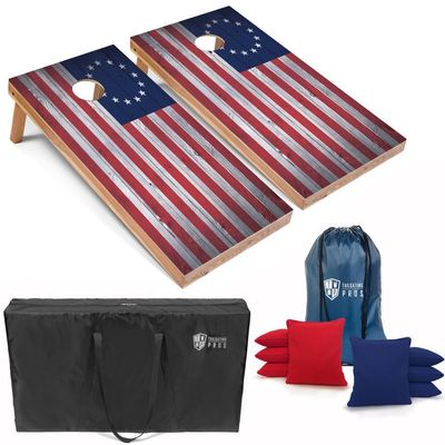 Tailgating Pros Regulation Cornhole Boards Flag Set - Includes 8 Bean Bags, Carrying Cases, and 4'x2' Corn Hole Toss Game