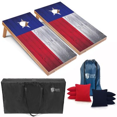Tailgating Pros Regulation Cornhole Boards Flag Set - Includes 8 Bean Bags, Carrying Cases, and 4'x2' Corn Hole Toss Game