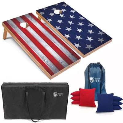 Tailgating Pros Regulation Cornhole Boards Flag Set - Includes 8 Bean Bags, Carrying Cases, and 4'x2' Corn Hole Toss Game
