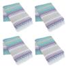 La Montana Mexican Blankets and Throws, 4 Pack, 74"x50" - Made in Mexico, Lightweight Yoga Blanket for Schools, Studios, Outdoors, Camping, Picnic, Decor -Machine Washable, Light Purple/Mint/Tan/White view 1