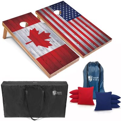 Tailgating Pros Regulation Cornhole Boards Flag Set - Includes 8 Bean Bags, Carrying Cases, and 4'x2' Corn Hole Toss Game