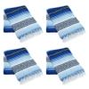 La Montana Mexican Blankets and Throws, 4 Pk, 74"x50" - Made in Mexico, Lightweight Yoga Blanket for Schools, Studios, Outdoors, Camping, Picnic, Decor - Machine Washable, Cobalt Blue/Light Blue/White view 1