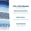 La Montana Mexican Blankets and Throws, 4 Pk, 74"x50" - Made in Mexico, Lightweight Yoga Blanket for Schools, Studios, Outdoors, Camping, Picnic, Decor - Machine Washable, Cobalt Blue/Light Blue/White view 2