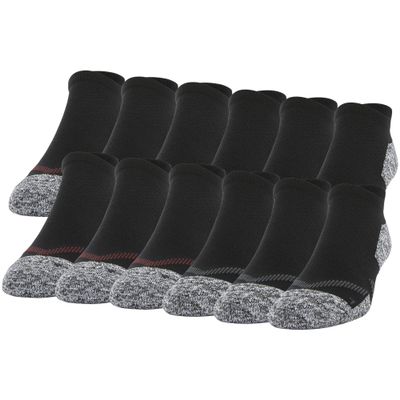 Gildan Mens Strategic Cushion No Show Socks with Tab Back, Black/Grey/Merlot, Shoe Size: 6-12