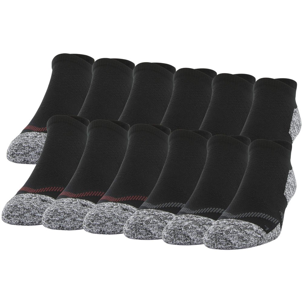 Gildan Mens Strategic Cushion No Show Socks with Tab Back, Black/Grey/Merlot, Shoe Size: 6-12