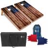 Tailgating Pros American Flag Wooden Plank Design Cornhole Board Set w/Bean Bags and Carrying Case - 4'x2' Corn Hole Toss Game view 1