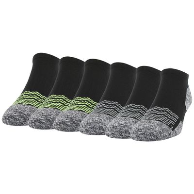 Gildan Men's Active Strategic Cushion No Show Socks, Multipairs, Black/Acid (6-Pairs), Shoe Size: 6-12