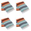 La Montana Mexican Blankets and Throws, 4 Pack, 74"x50" - Made in Mexico, Lightweight Yoga Blanket for Schools, Studios, Outdoors, Camping, Picnic, Decor - Machine Washable, Orange/Mint Green/White view 1