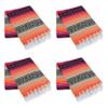 La Montana Mexican Blankets and Throws, 4 Pack, 74"x50" - Made in Mexico, Lightweight Yoga Blanket for Schools, Studios, Outdoors, Camping, Picnic, Decor - Machine Washable, Hot Pink/Orange/Tan view 1