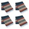 La Montana Mexican Blankets and Throws, 4 Pack, 74"x50" - Made in Mexico, Lightweight Yoga Blanket for Schools, Studios, Outdoors, Camping, Picnic, Decor - Machine Washable, Terracotta/Teal/Tan view 1
