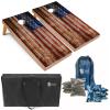 Tailgating Pros American Flag Wooden Plank Design Cornhole Board Set w/Bean Bags and Carrying Case - 4'x2' Corn Hole Toss Game view 1