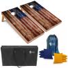 Tailgating Pros American Flag Wooden Plank Design Cornhole Board Set w/Bean Bags and Carrying Case - 4'x2' Corn Hole Toss Game view 1