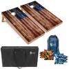 Tailgating Pros American Flag Wooden Plank Design Cornhole Board Set w/Bean Bags and Carrying Case - 4'x2' Corn Hole Toss Game view 1