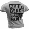 Happy Hour T-Shirt for Men Workout Weightlifting Funny Gym Tshirt (XX-Large, 001. Squat Bench Deadlift Workout T-Shirt Grey) view 3