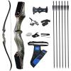 60'' Archery Recurve Bow Takedown Bow Hunting Bow and Arrow Set Adult Target Practice Competition Survival Longbow Right Hand 30-50lbs with 6pcs Fiberglass Arrows (40lbs) view 1