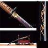GLW Sword 1095 Carbon Steel Purple Sharp Blade Japanese Sword Sharp Black SAYA view 1