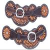 Showman Ladies Floral Tooled Leather Spur Straps view 1