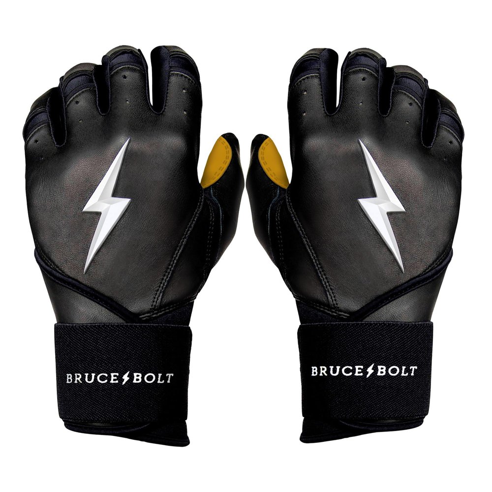 BRUCE BOLT Original Series Long Cuff Black Batting Glove - Black Youth Small