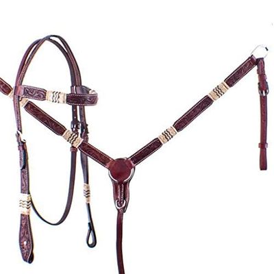 Showman Rawhide Braided Leather Headstall & Breast Collar Set