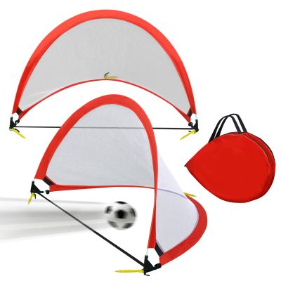 BenefitUSA 4 FT Foldable Pop Up Soccer Goal for Kids&Adults Training/Games/Family Fun, with Carry Bag, 2 Pack (Red)