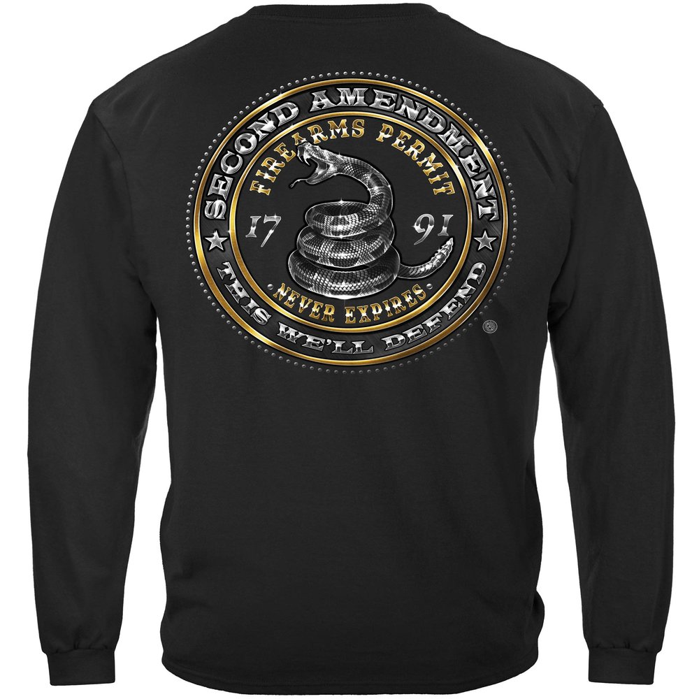 Erazor Bits Gun 2nd Amendment Tshirts for Men - Ar 15 Long Sleeve Shirts -Black X-Large