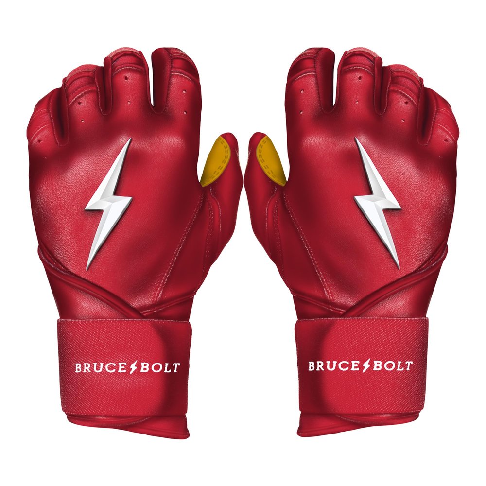 BRUCE BOLT Original Series Long Cuff Red Batting Glove - Red Medium