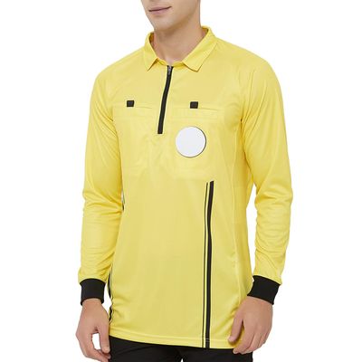 TopTie Men's Official Soccer Long Sleeve Referee Jersey USSF Pro Uniform-Yellow-2XL