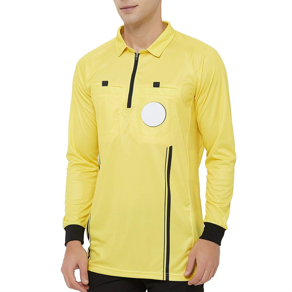 TopTie Men's Official Soccer Long Sleeve Referee Jersey USSF Pro Uniform-Yellow-2XL