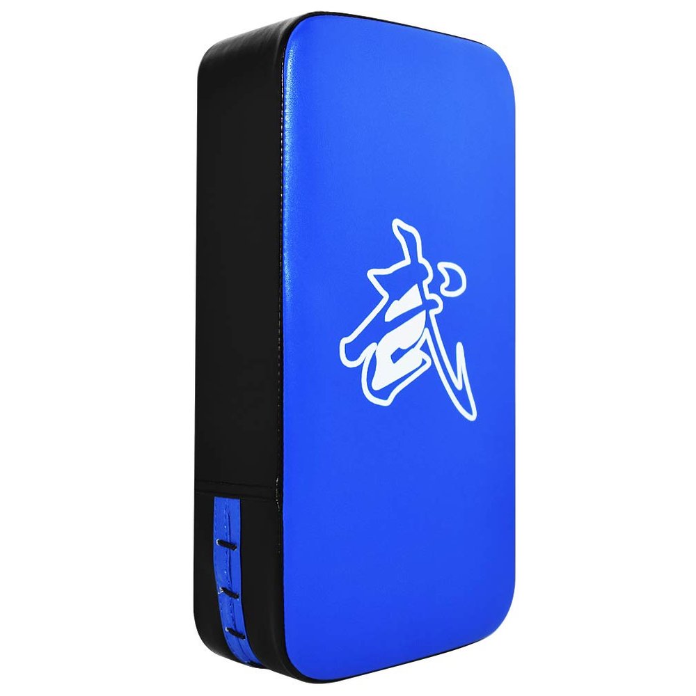 TLBTEK Taekwondo Kick Pad PU Muay Thai Pads MMA Karate Kick Pads Kickboxing Training Pads Martial Arts Punching Pads Leather Strike Curved Kicking Shield (10x15inch (Blue))