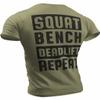 Happy Hour T-Shirt for Men Workout Weightlifting Funny Gym Tshirt (Large, 002. Squat Bench Deadlift Workout T-Shirt Military Green) view 3