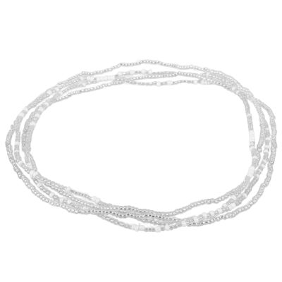 Happyyami 2Pcs Waist Beads Boho African Belly Chain Pregnancy Beach Body Chain Summer Bikini Jewelry for Woman Girl (Silver White)