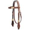 Showman Rawhide Braided Basketweave Tooled Headstall & Breast Collar Set w/Turquoise Studs view 2