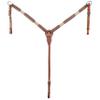 Showman Rawhide Braided Basketweave Tooled Headstall & Breast Collar Set w/Turquoise Studs view 3
