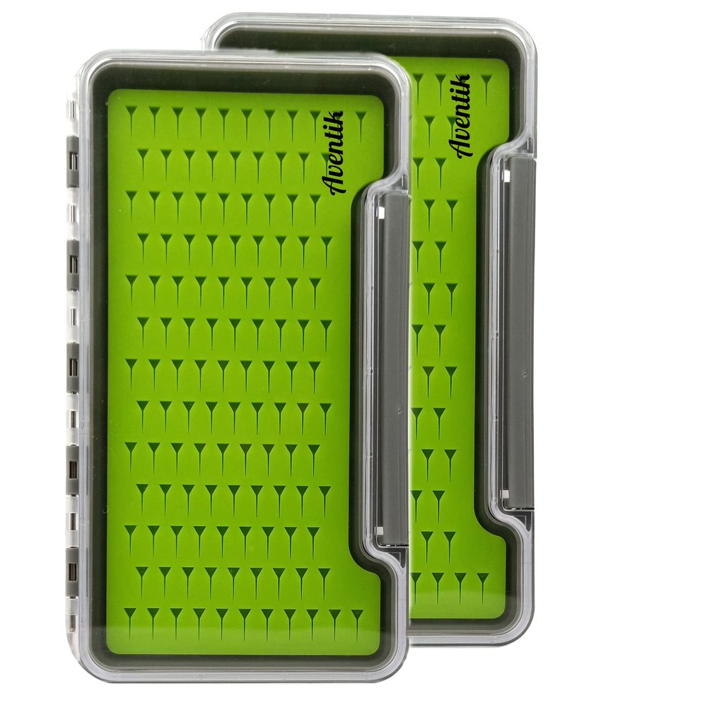 Aventik Fly Fishing Boxes Silicone Super Slim Fishing Storage Fishing Tackle Case Waterproof Best Pocket Sizes 7.36"X4.02"X0.63"/5.39"X3.74" X0.63'(2pc-g048lb)