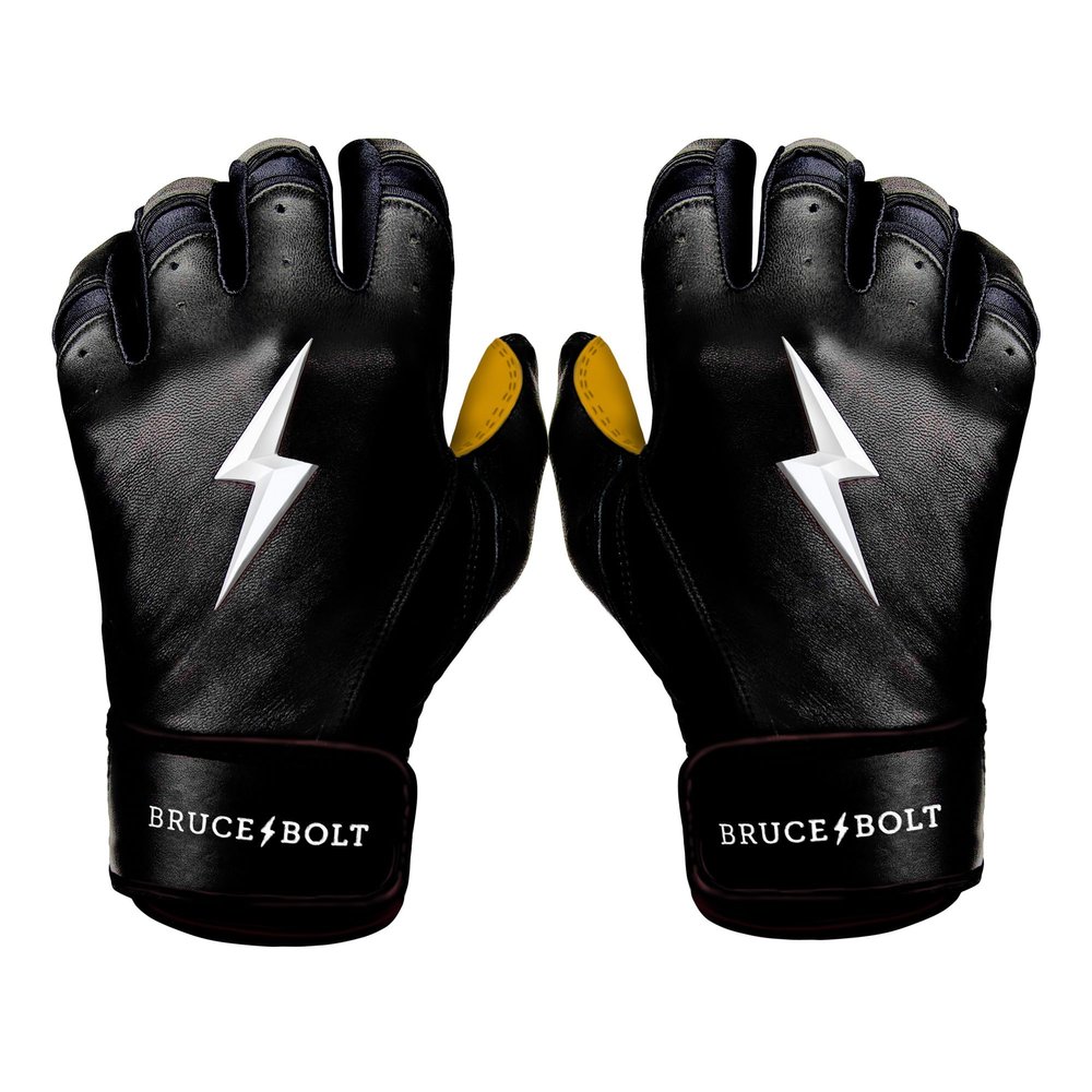 BRUCE BOLT Original Series Short Cuff Black Batting Glove - Black Youth Small