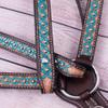 Showman Hand Painted Turquoise Floral Leather Browband Headstall & Breast Collar Set w/Reins view 3