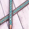 Showman Hand Painted Turquoise Floral Leather Browband Headstall & Breast Collar Set w/Reins view 4