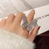 Aimimier Cubic Zirconia Butterfly Ring Sparkling Crystal Bow-Knot Knuckle Ring Wedding Jewelry for Women and Girls (Silver) view 2