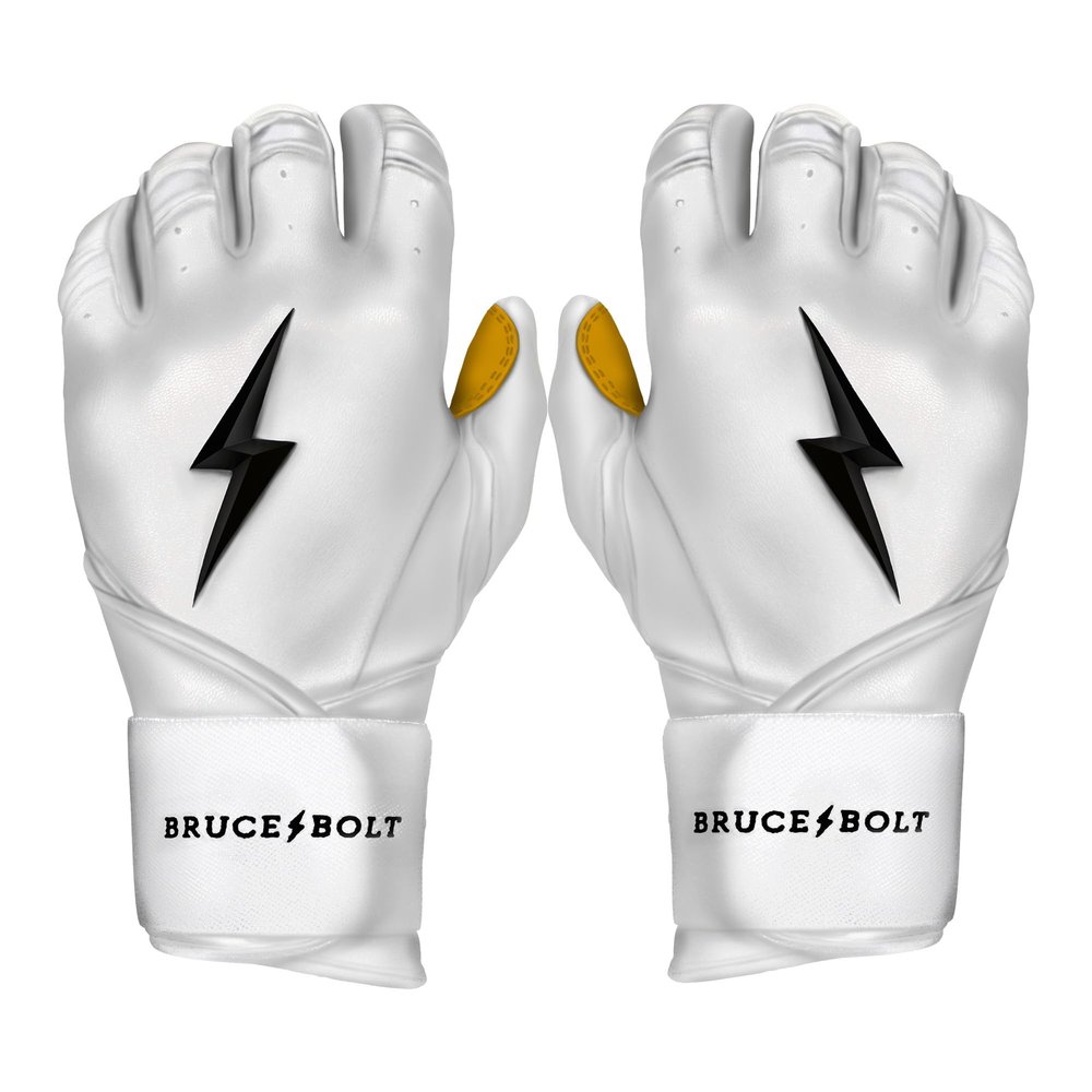 BRUCE BOLT Original Series Long Cuff White Batting Glove - White Medium