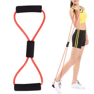 8 Shaped Bands, 8 Word Chest Expander Elastic Muscle Training Tubing Tension Rope Fitness Pulling Yoga Rubber Band for Abdomen Waist Arm Leg Stretching(Red)