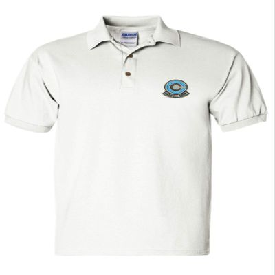 ALLNTRENDS Men's Polo Shirt Capsule Corp Embroidered Anime Shirt (S, White)