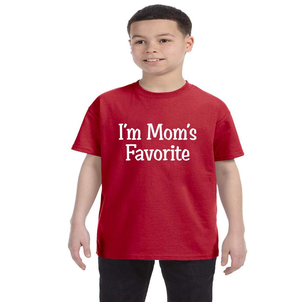 ALLNTRENDS Kids Youth T Shirt I'm Mom's Favorite tshirt Funny Graphic Sarcastic Tee (L, Red)