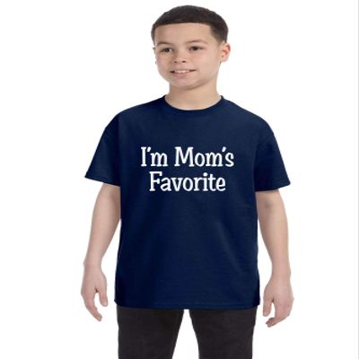 ALLNTRENDS Kids Youth T Shirt I'm Mom's Favorite Tshirt Funny Graphic Sarcastic Tee (S, Navy Blue)