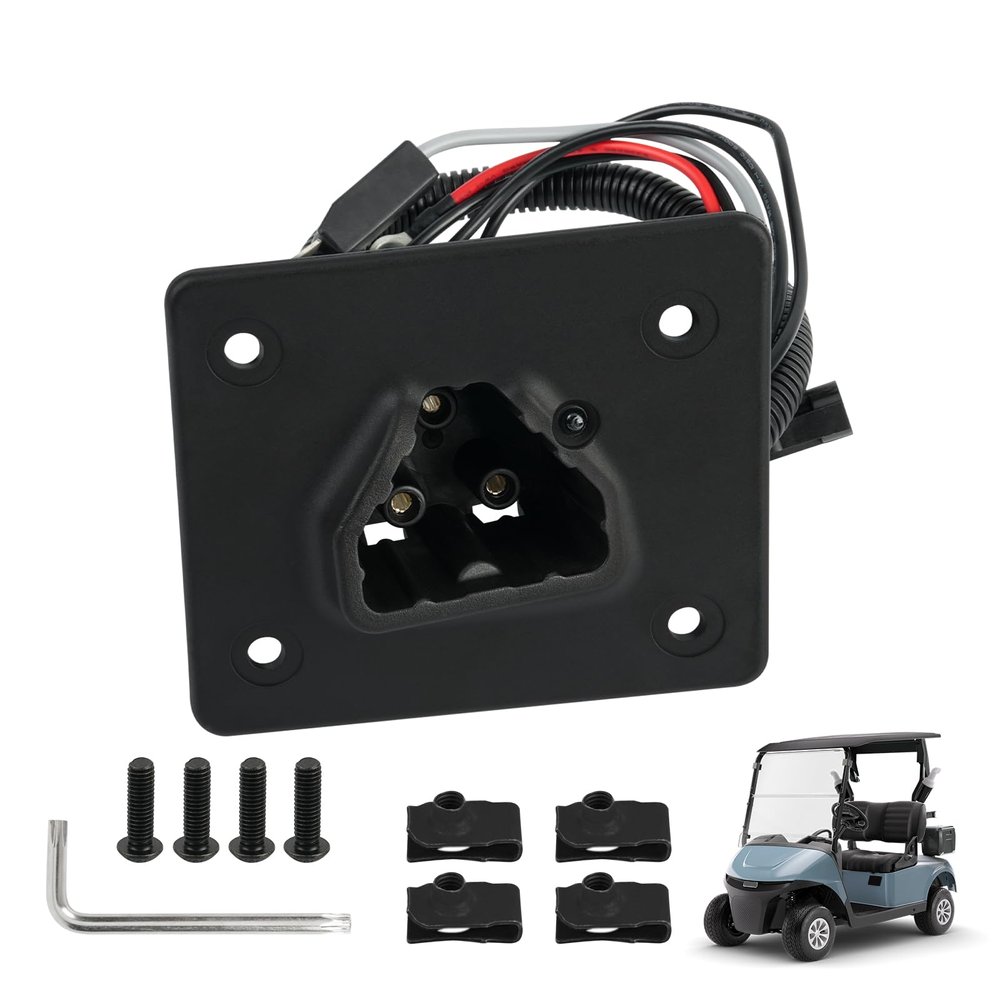 Panglong EZGO Charging Port, EZGO RXV Charger Receptacle, 48V Golf Cart Delta-Q Charger Port with DC Cord for 2008-up EZGO RXV 48 Volt Electric Golf Cart, Replace OEM #602529