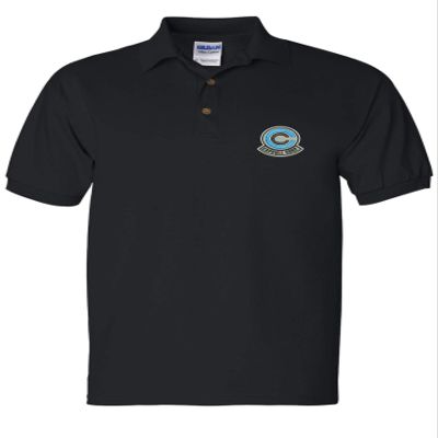 ALLNTRENDS Men's Polo Shirt Capsule Corp Embroidered Anime Shirt (S, Black)