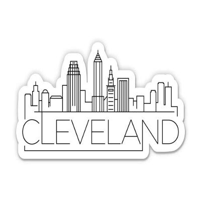 Squiddy Cleveland Ohio City Skyline - Vinyl Sticker Decal for Phone, Laptop, Water Bottle (3" Wide)