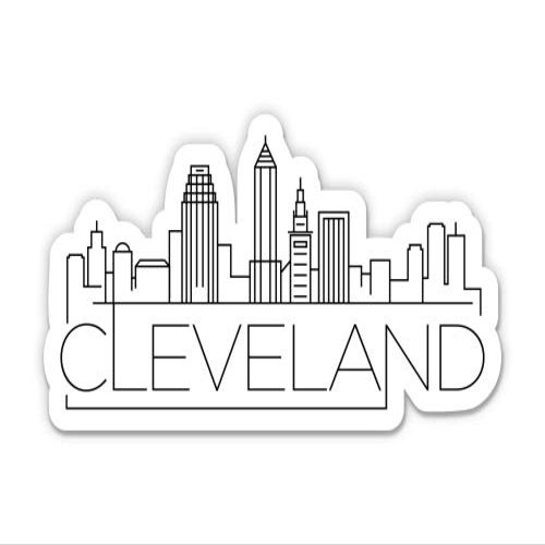 Squiddy Cleveland Ohio City Skyline - Vinyl Sticker Decal for Phone, Laptop, Water Bottle (3" Wide)