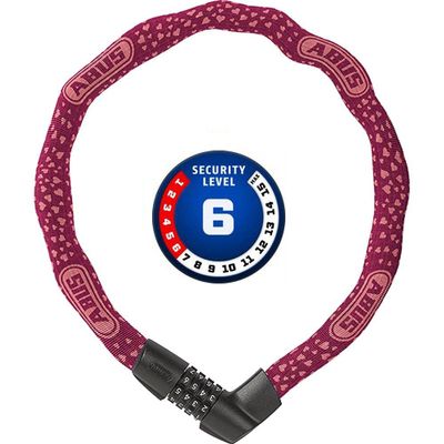 Abus Unisex Adult's 1385/75 Cherry Heart Chain Lock, red, 75 cm